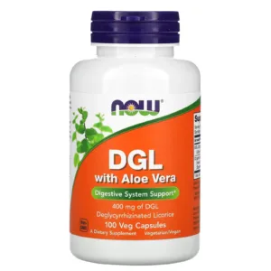 NOW Foods، DGL مع الألوة فيرا، 400 ملغ، 100 كبسولة نباتية