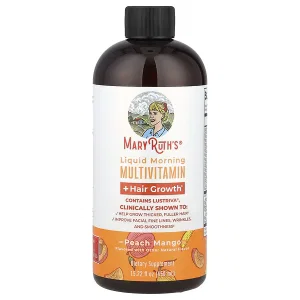 MaryRuth's, Liquid Morning Multivitamin + Hair Growth, Peach Mango, 15.22 fl oz (450 ml)
